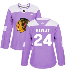 Women's Adidas Chicago Blackhawks #24 Martin Havlat Authentic Purple Fights Cancer Practice NHL Jersey