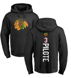NHL Adidas Chicago Blackhawks #3 Pierre Pilote Black Backer Pullover Hoodie