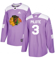 Youth Adidas Chicago Blackhawks #3 Pierre Pilote Authentic Purple Fights Cancer Practice NHL Jersey