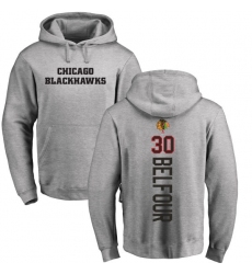 NHL Adidas Chicago Blackhawks #30 ED Belfour Ash Backer Pullover Hoodie