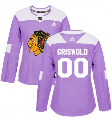 Women's Adidas Chicago Blackhawks #00 Clark Griswold Authentic Purple Fights Cancer Practice NHL Jersey