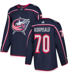Men's Adidas Columbus Blue Jackets #70 Joonas Korpisalo Authentic Navy Blue Home NHL Jersey