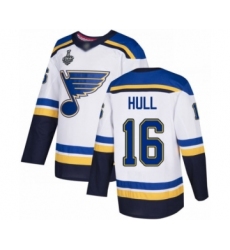 Youth St. Louis Blues #16 Brett Hull Authentic White Away 2019 Stanley Cup Final Bound Hockey Jersey