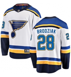 Youth St. Louis Blues #28 Kyle Brodziak Fanatics Branded White Away Breakaway NHL Jersey
