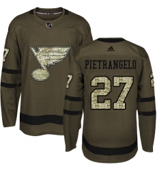 Men's Adidas St. Louis Blues #27 Alex Pietrangelo Premier Green Salute to Service NHL Jersey