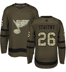 Youth Adidas St. Louis Blues #26 Paul Stastny Premier Green Salute to Service NHL Jersey