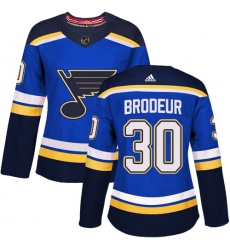 Women's Adidas St. Louis Blues #30 Martin Brodeur Premier Royal Blue Home NHL Jersey