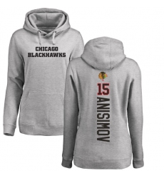 NHL Women's Adidas Chicago Blackhawks #15 Artem Anisimov Ash Backer Pullover Hoodie