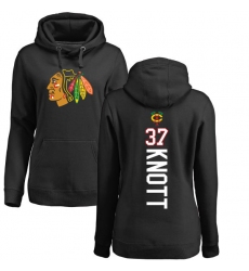 NHL Women's Adidas Chicago Blackhawks #37 Graham Knott Black Backer Pullover Hoodie