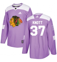 Youth Adidas Chicago Blackhawks #37 Graham Knott Authentic Purple Fights Cancer Practice NHL Jersey