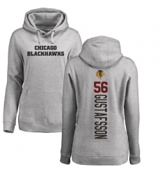 NHL Women's Adidas Chicago Blackhawks #56 Erik Gustafsson Ash Backer Pullover Hoodie