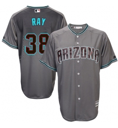 Men's Majestic Arizona Diamondbacks #38 Robbie Ray Replica Gray/Turquoise Cool Base MLB Jersey