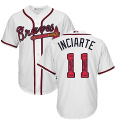 Men's Majestic Atlanta Braves #11 Ender Inciarte Authentic White Team Logo Fashion Cool Base MLB Jersey