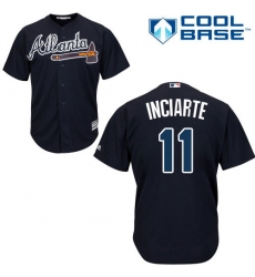 Men's Majestic Atlanta Braves #11 Ender Inciarte Replica Blue Alternate Road Cool Base MLB Jersey