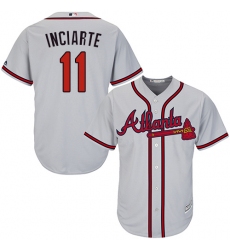 Men's Majestic Atlanta Braves #11 Ender Inciarte Replica Grey Road Cool Base MLB Jersey