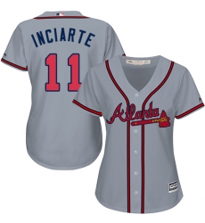 Women's Majestic Atlanta Braves #11 Ender Inciarte Authentic Grey Road Cool Base MLB Jersey