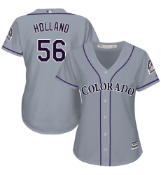 Women's Majestic Colorado Rockies #56 Greg Holland Authentic Grey Road Cool Base MLB Jersey