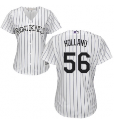 Women's Majestic Colorado Rockies #56 Greg Holland Authentic White Home Cool Base MLB Jersey