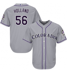 Youth Majestic Colorado Rockies #56 Greg Holland Authentic Grey Road Cool Base MLB Jersey