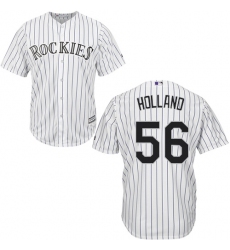 Youth Majestic Colorado Rockies #56 Greg Holland Replica White Home Cool Base MLB Jersey