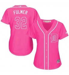 Women's Majestic Detroit Tigers #32 Michael Fulmer Authentic Pink Fashion Cool Base MLB Jersey