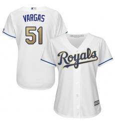 Women's Majestic Kansas City Royals #51 Jason Vargas Authentic White Home Cool Base MLB Jersey