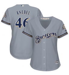 Women's Majestic Milwaukee Brewers #46 Corey Knebel Authentic Grey Road Cool Base MLB Jersey