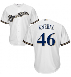 Youth Majestic Milwaukee Brewers #46 Corey Knebel Replica White Home Cool Base MLB Jersey