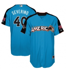 Men's Majestic New York Yankees #40 Luis Severino Authentic Blue American League 2017 MLB All-Star MLB Jersey