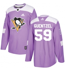 Men's Adidas Pittsburgh Penguins #59 Jake Guentzel Authentic Purple Fights Cancer Practice NHL Jersey