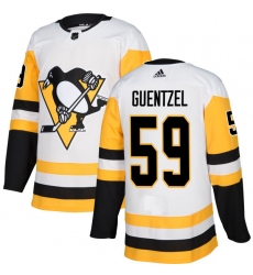 Youth Adidas Pittsburgh Penguins #59 Jake Guentzel Authentic White Away NHL Jersey