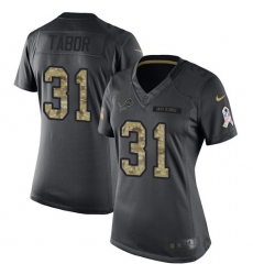 Women Nike Detroit Lions #31 Teez Tabor Limited Black 2016 Salute to Service NFL Jersey