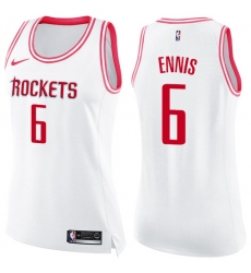 Women's Nike Houston Rockets #6 Tyler Ennis Swingman White/Pink Fashion NBA Jersey