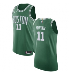 Youth Nike Boston Celtics #11 Kyrie Irving Authentic Green(White No.) Road NBA Jersey - Icon Edition