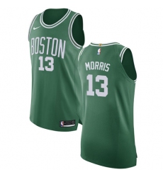 Men's Nike Boston Celtics #13 Marcus Morris Authentic Green(White No.) Road NBA Jersey - Icon Edition