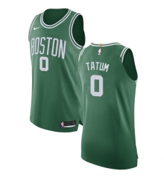 Men's Nike Boston Celtics #0 Jayson Tatum Authentic Green(White No.) Road NBA Jersey - Icon Edition