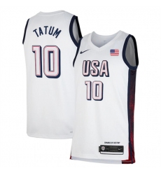 Men's USA Basketball #10 Jayson Tatum White 2024 Swingman Stitched Jersey