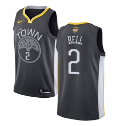 Men's Nike Golden State Warriors #2 Jordan Bell Swingman Black Alternate 2018 NBA Finals Bound NBA Jersey - Statement Edition
