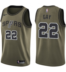 Men's Nike San Antonio Spurs #22 Rudy Gay Swingman Green Salute to Service NBA Jersey