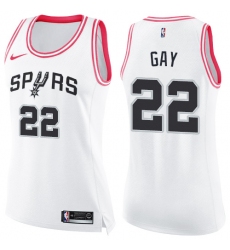 Women's Nike San Antonio Spurs #22 Rudy Gay Swingman White/Pink Fashion NBA Jersey