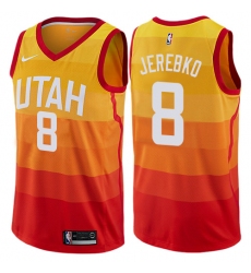Men's Nike Utah Jazz #8 Jonas Jerebko Authentic Orange NBA Jersey - City Edition