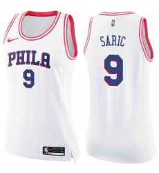 Women's Nike Philadelphia 76ers #9 Dario Saric Swingman White/Pink Fashion NBA Jersey