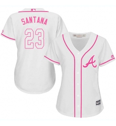 Women's Majestic Atlanta Braves #23 Danny Santana Authentic White Fashion Cool Base MLB Jersey