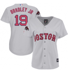 Women's Majestic Boston Red Sox #19 Jackie Bradley Jr Authentic Grey Road 2018 World Series Champions MLB Jersey