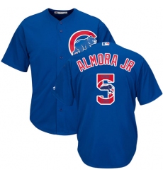Men's Majestic Chicago Cubs #5 Albert Almora Jr Authentic Royal Blue Team Logo Fashion Cool Base MLB Jersey