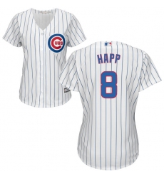 Women's Majestic Chicago Cubs #8 Ian Happ Authentic White Home Cool Base MLB Jersey