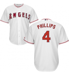 Youth Majestic Los Angeles Angels of Anaheim #4 Brandon Phillips Authentic White Home Cool Base MLB Jersey