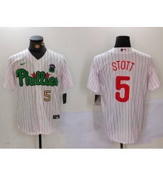 Men's Philadelphia Phillies #5 Bryson Stott White Green Cool Base Stitched Jerseys