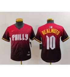 Youth Philadelphia Phillies #10 JT Realmuto Red 2024 City Connect Limited Jersey