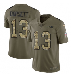 Men's Nike New England Patriots #13 Phillip Dorsett Limited Olive/Camo 2017 Salute to Service NFL Jersey